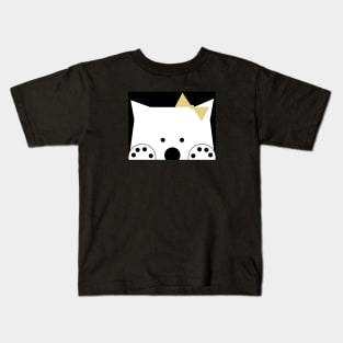 Peek-a-Boo Bear with Gold Bow Kids T-Shirt